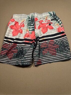 Men's Floral Stripe Swim Trunks - Coral/Black wave life 32